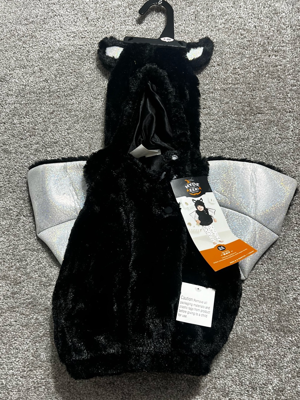 Hyde and EEK! Baby Infant Black Plush Bat Halloween Costume Size 0-6 months